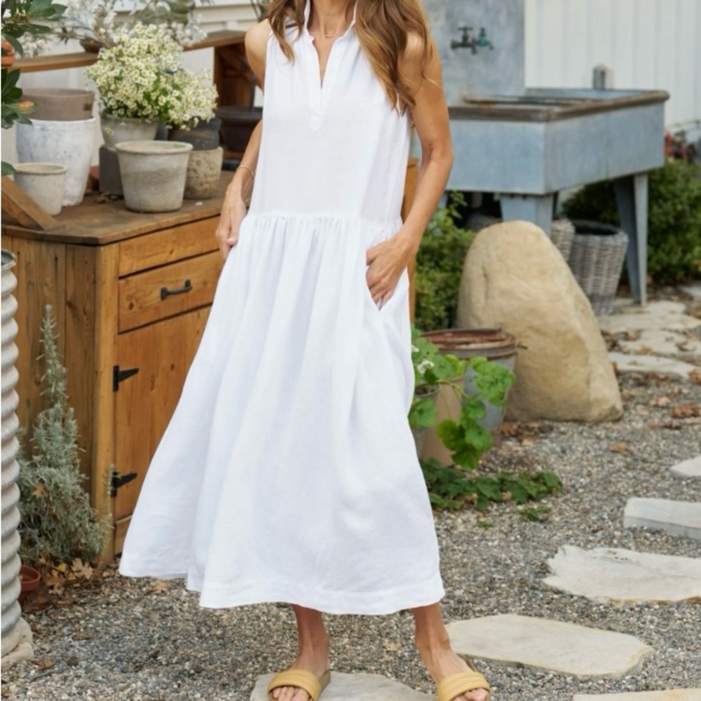 Frank & Eileen Daphne White Linen Dress Size M NWOT